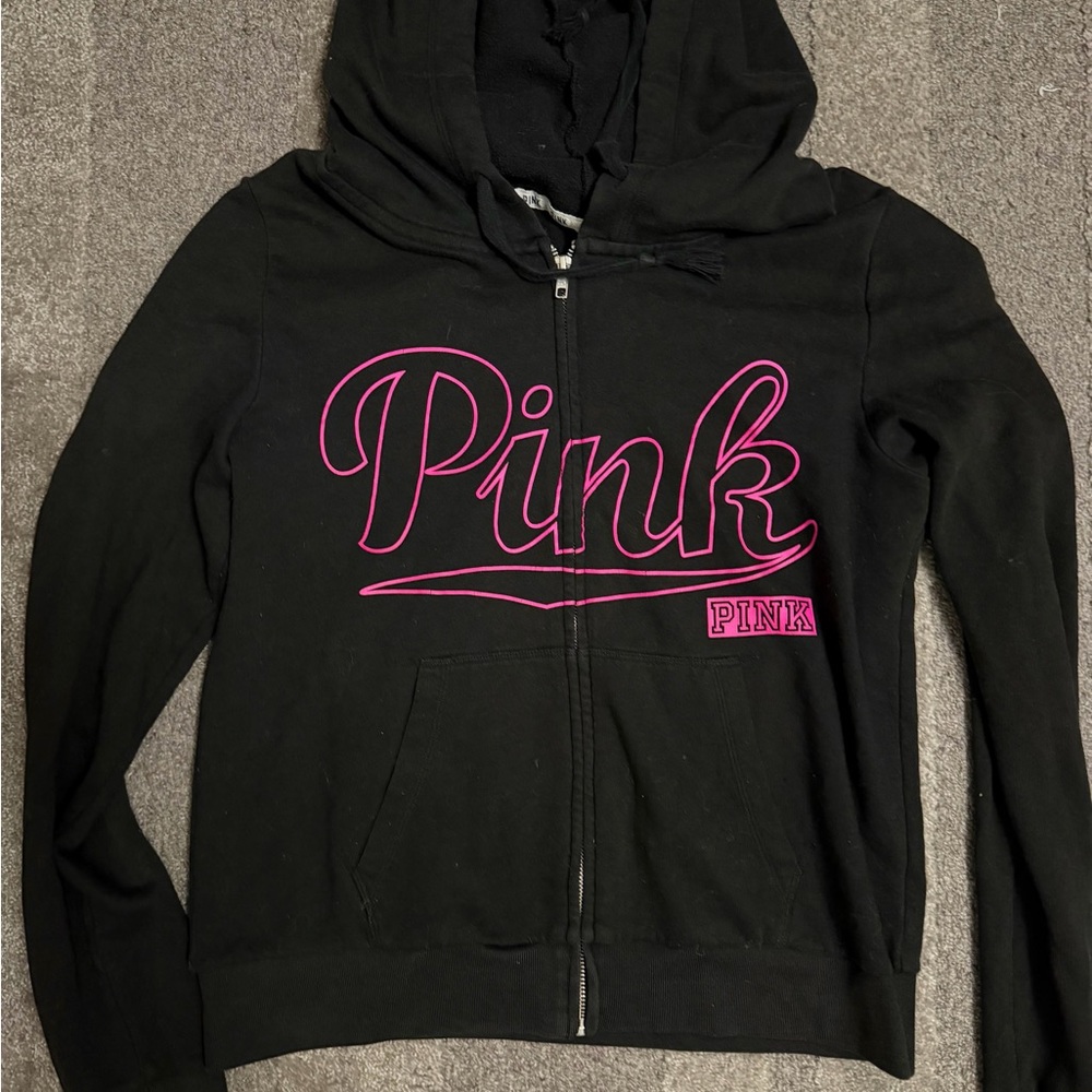 PINK Victoria's Secret Black Hoodie with Pink Logo